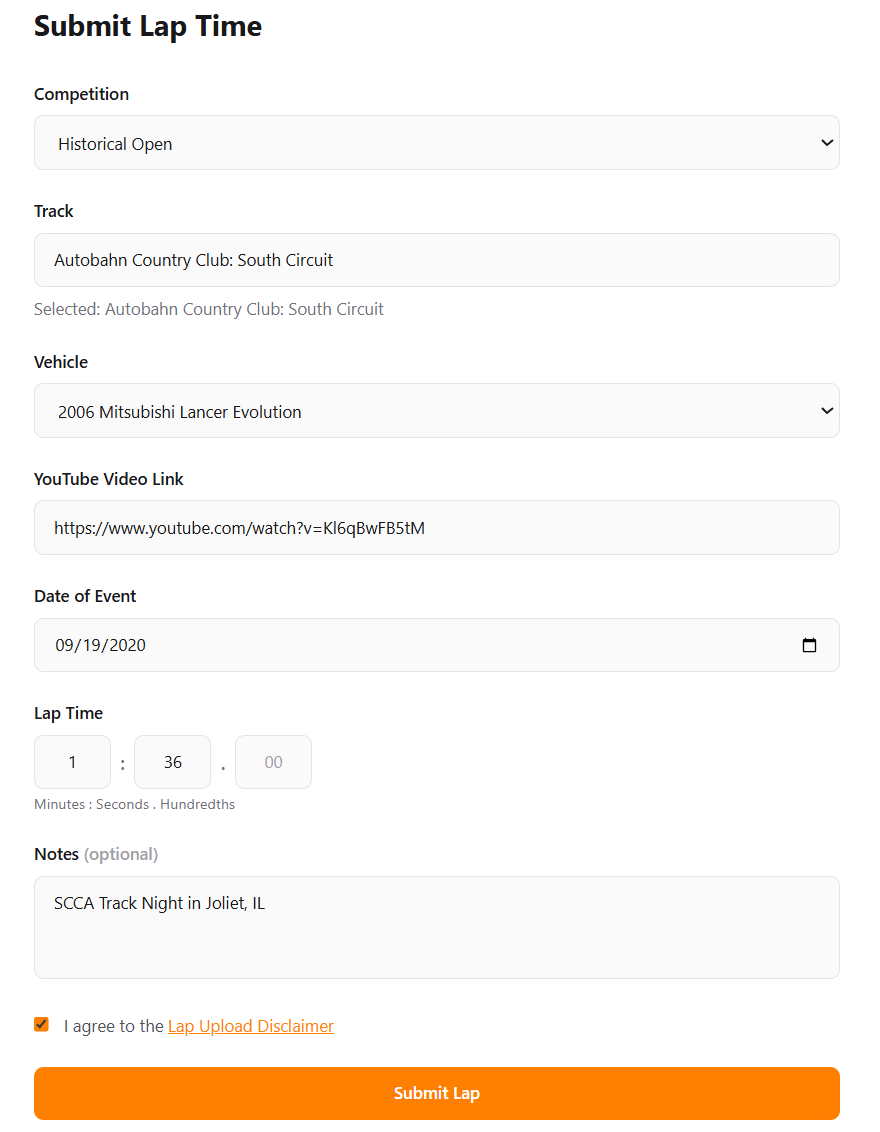 Your First Lap Upload
